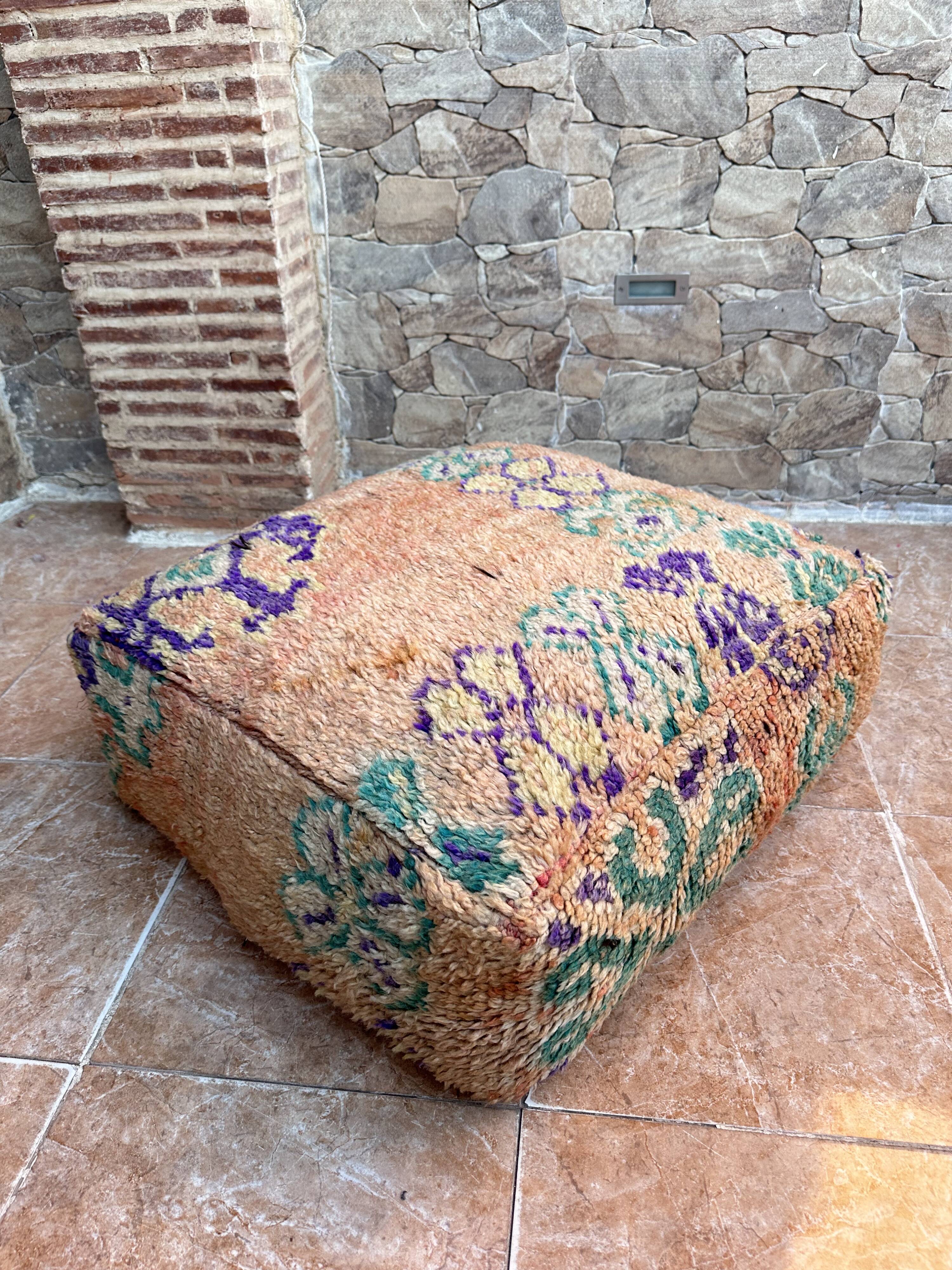 Handmade Berber Kilim pouf, floor cushion