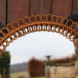 Italian rattan wall mirror, 1960s