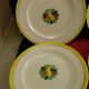 Service 6 flat plates faience Boch La Louvière enamels decoration fruits Art Deco