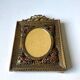 Cadre en métal antique en laiton doré cadre 10,5 cm x 9 cm verre convexe