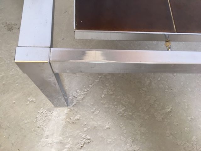 Coffee table 1970 ceramic tiles and stainless steel DAP a comment? 300.00 - DISPONIBLE SKU No.7250