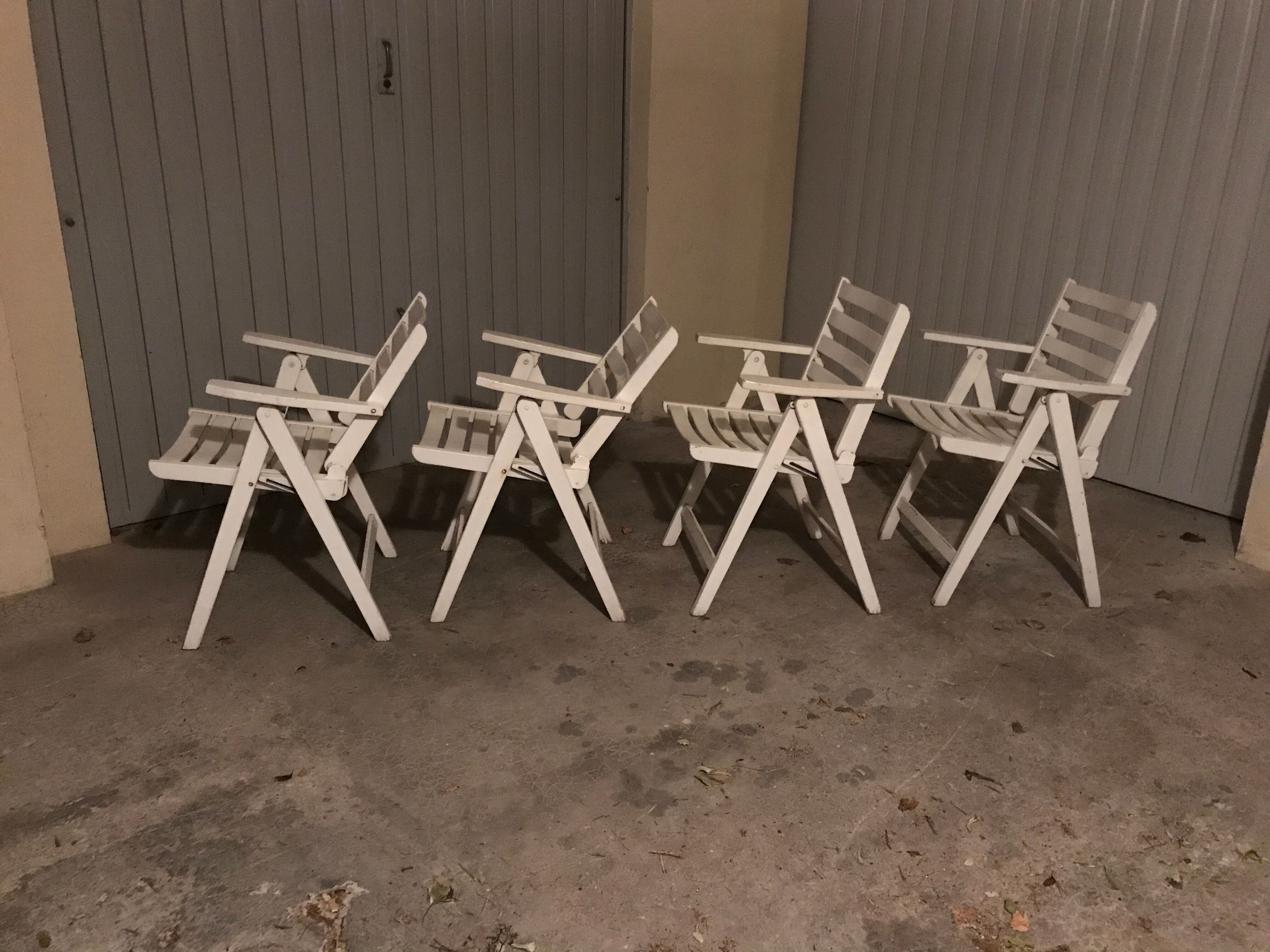 Garden white wood armchairs