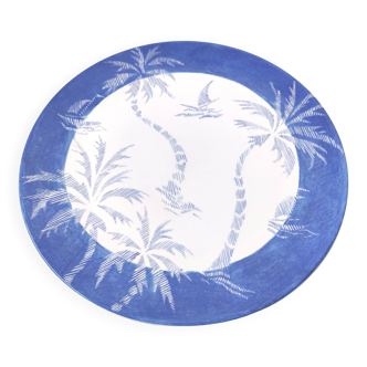 Plat à gâteaux Faïencerie de Gien Mulberry Royal Palm décor palmier 30cm