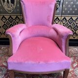 Louis XVI style bergère in pink velvet