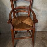 Chaise haute de bébé, ancienne en paille