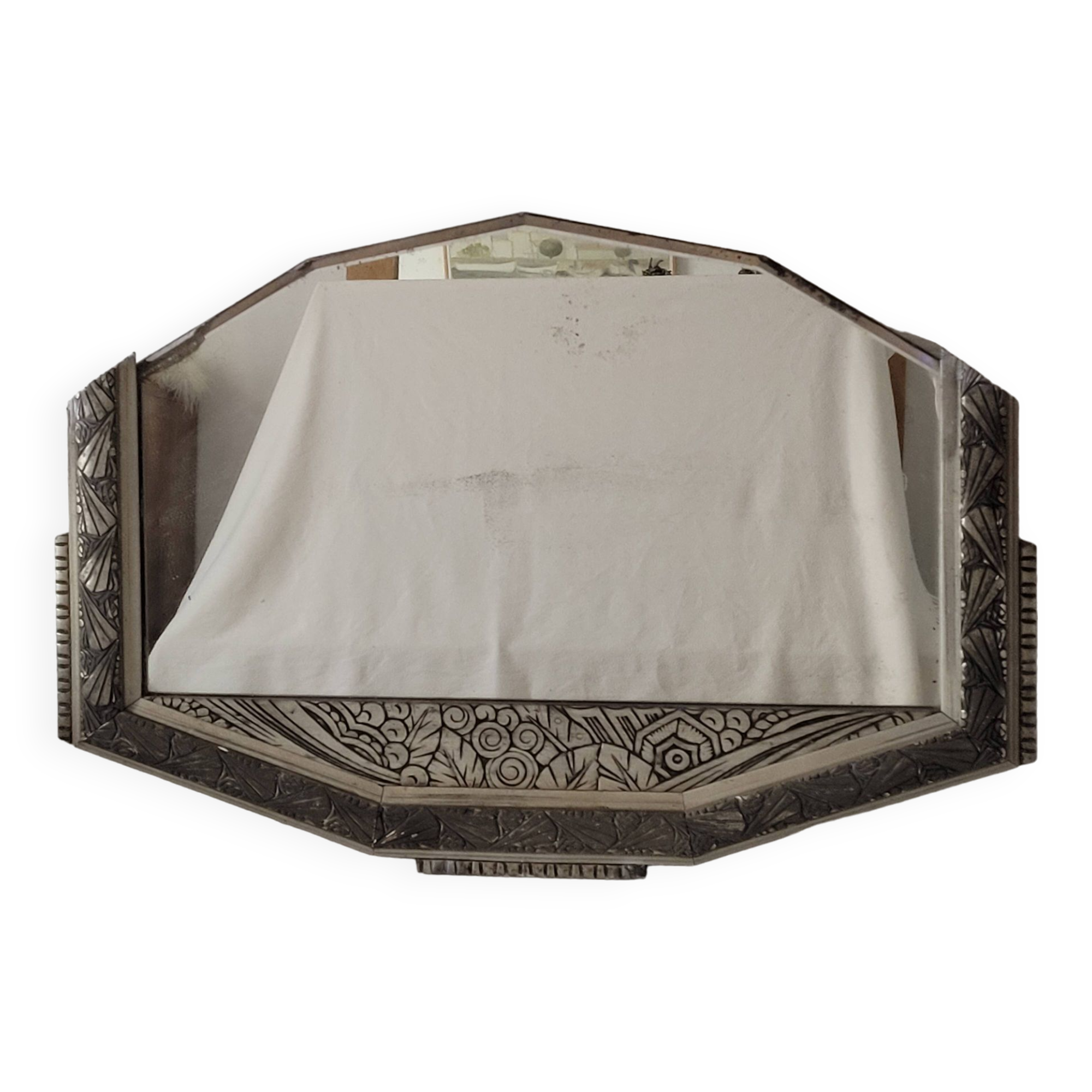 Silver art deco mirror