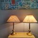 Pair Portuguese  farmhouse brass tall buffet table lamps