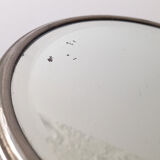 Adjustable Beveled Round Mirror in Metal Frame for Table or Wall