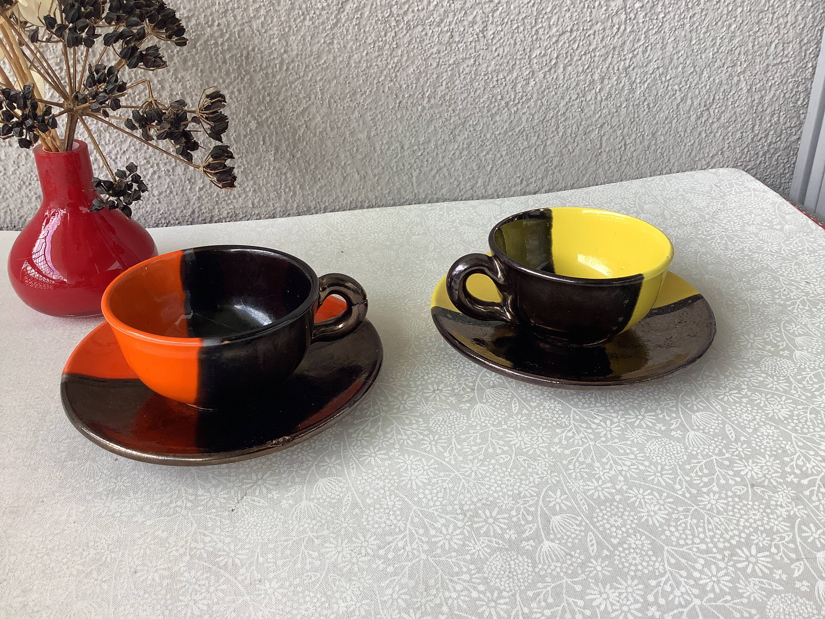 Set of 2 two-tone Vallauris Gaby Ceram cups