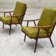 Pair of green velvet boomerang armchairs by Antonin Suman for Ton Bystrice "Thonet"
