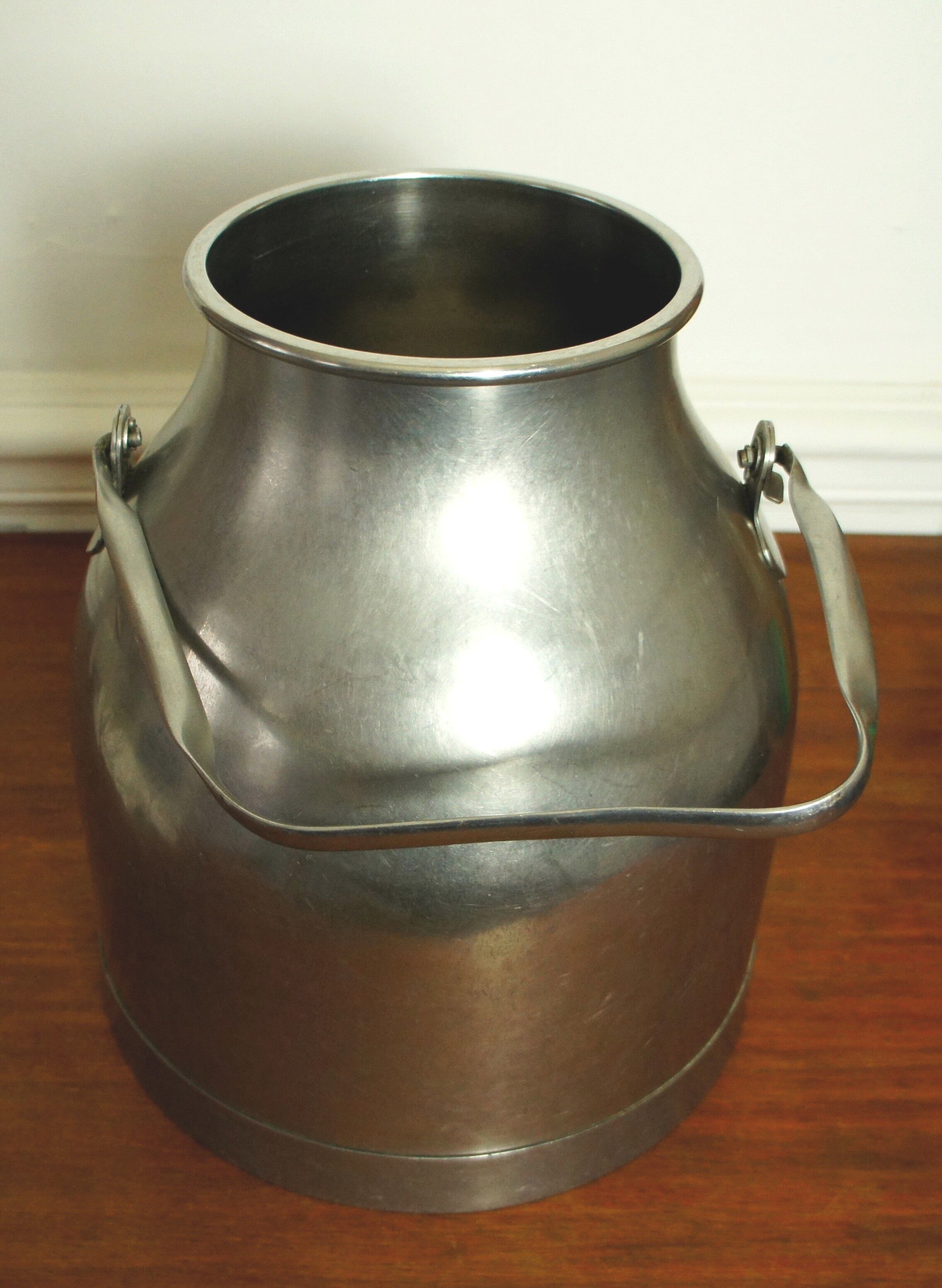 Old stainless steel milk can