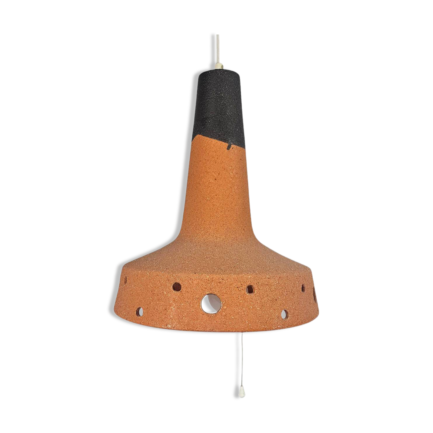 Vintage pendant lamp - ceramic - Fat Lava - pull switch - West Germany - 70