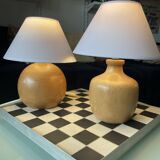 Lampe en bois d'orme tournée vintage