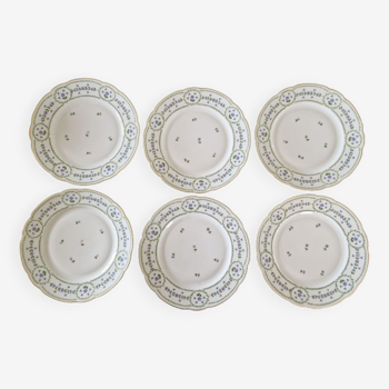 L. Bernardaud et Cie - Series of 6 flat plates - Limoges porcelain - Barbeaux model