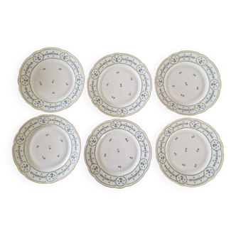 L. Bernardaud et Cie - Série de 6 assiettes plates - En porcelaine de Limoges - Modèle Barbeaux