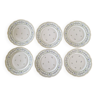 L. Bernardaud et Cie - Series of 6 flat plates - Limoges porcelain - Barbeaux model