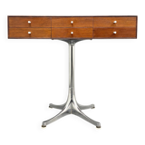 Rare small chest of drawers with 6 drawers, teak wood with chrome-plated base by George Nelson for Herman Miller, USA, 1950s