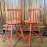 Vintage solid wood high chairs in Western style for children.