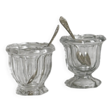 Duo de petits pots en verre épais