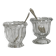 Duo of small thick glass jars
