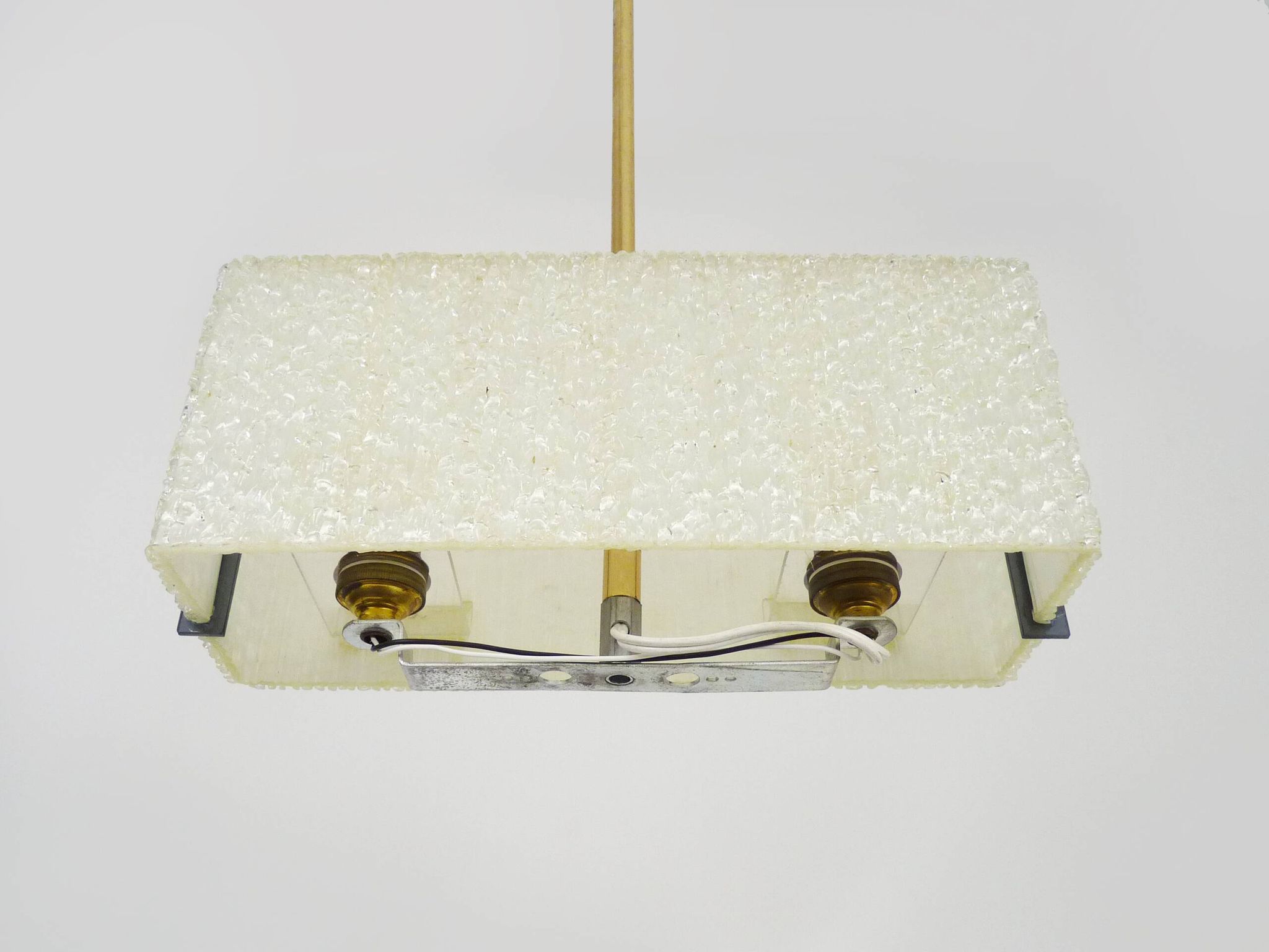 Modernist brass and perspex chandelier Maison Arlus France from the 1950s