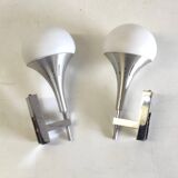 Appliques tulipes en métal et verre - années 60/70