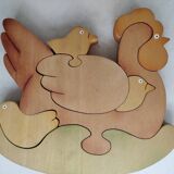 Hen chicks antique wooden puzzle to pose decorative