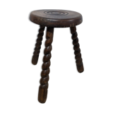 Turned wooden tripod stool
