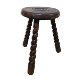 Turned wooden tripod stool