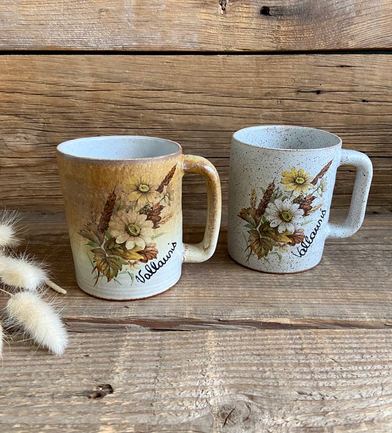 Duo of Vallauris stoneware mugs