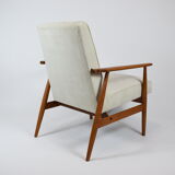 Vintage original armchair "Fox" designed by H. Lis 1970s, beige fabric, fully renovated