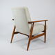 Fauteuil d’origine vintage « Fox » conçu par H. Lis années 1970, tissu beige, entièrement rénové