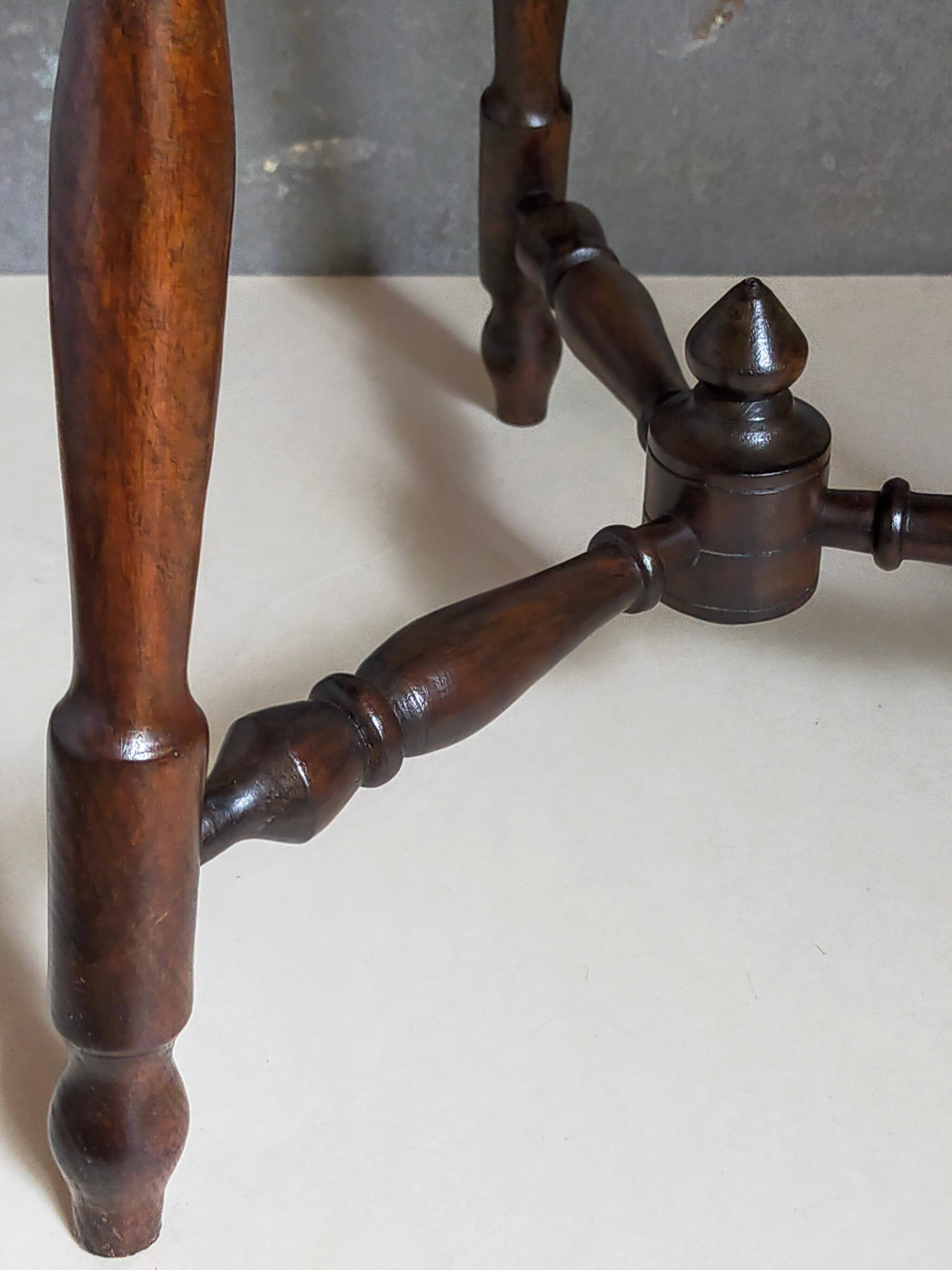Vintage turned solid wood tripod stool
