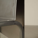Set of six postmodernist stainless steel dining chairs from circa 1980-1990.