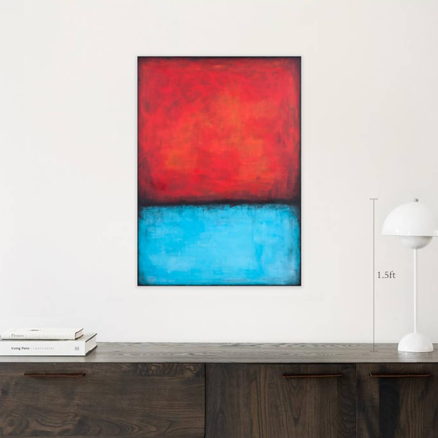 Red and Blue original minimalist abstract modern painting on stretched canv