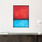 Red and Blue original minimalist abstract modern painting on stretched canv