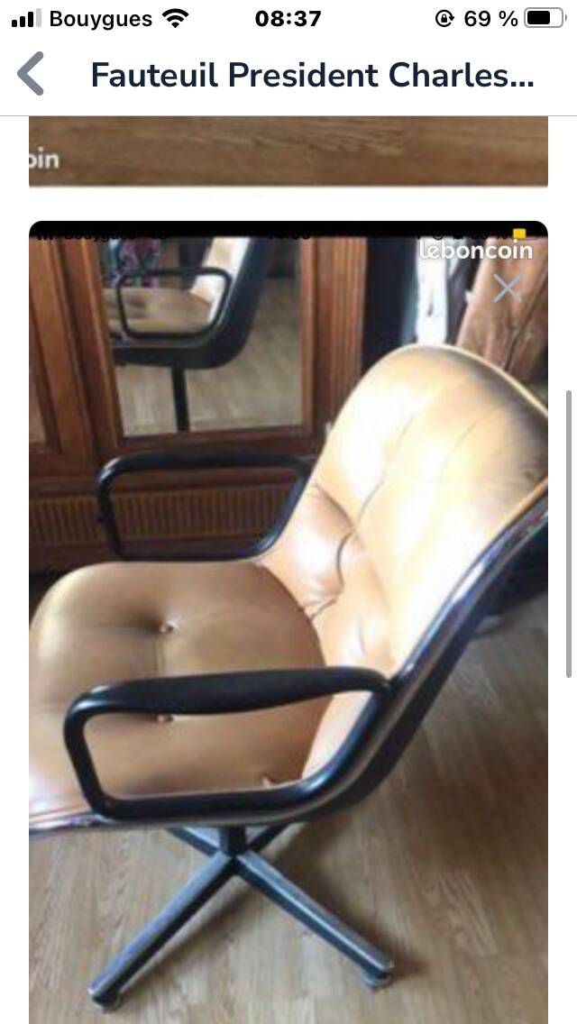 Charles Pollock leather President armchair