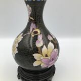 Vintage chinese vase black cloisonné