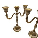 Ensemble de chandeliers a 3 feux en laiton avec intrusion de nacre