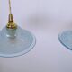 Art Deco blue glass pendant light, moulded glass shade — Ø19 cm — 3 available