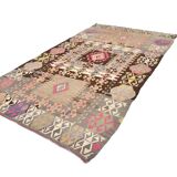 5x10 Long Wide Brown & Pink Tribal Vintage Kilim Rug, 163x298Cm