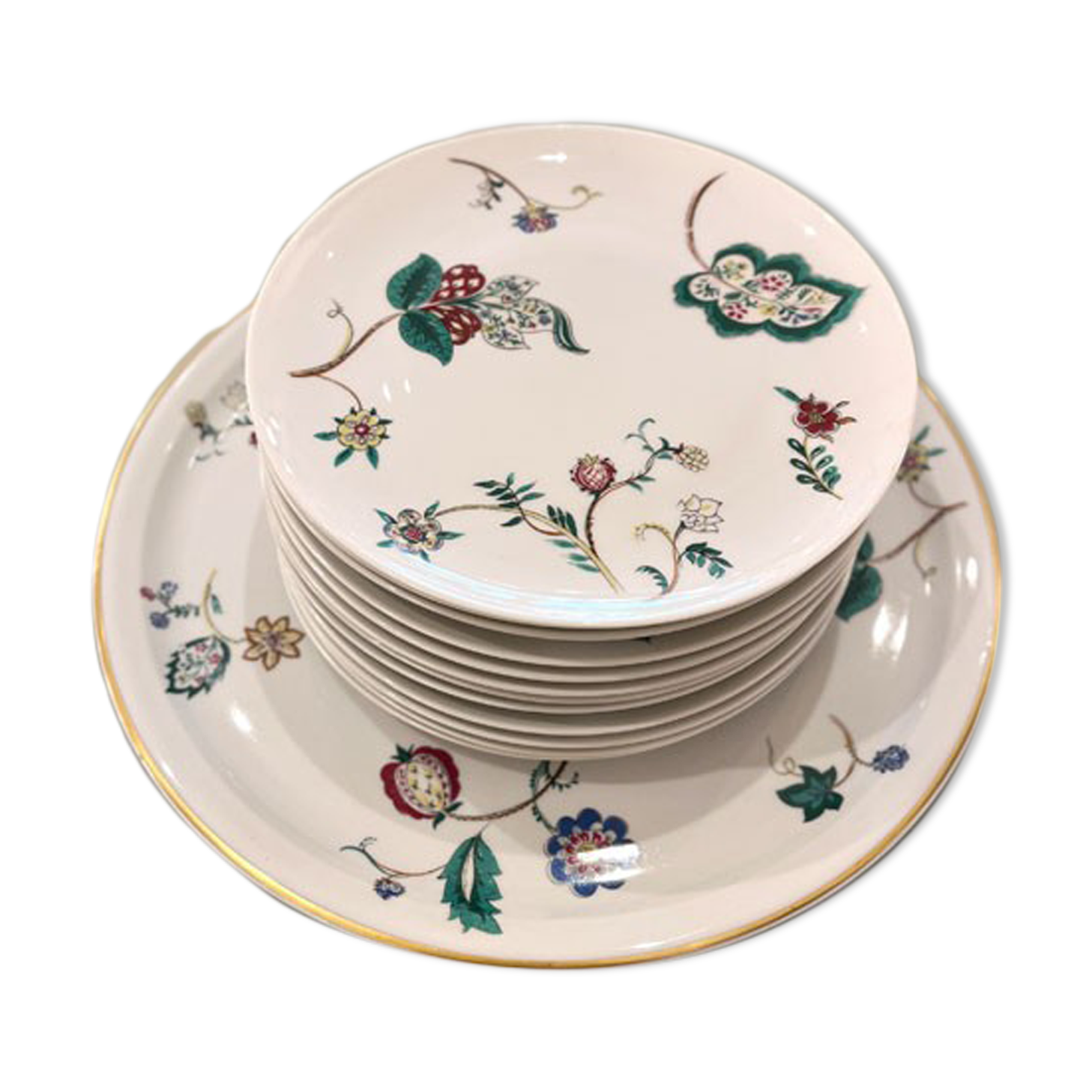 Dessert service Bernardaud, 1 course and 12 plates, Limoges porcelain