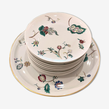 Dessert service Bernardaud, 1 course and 12 plates, Limoges porcelain