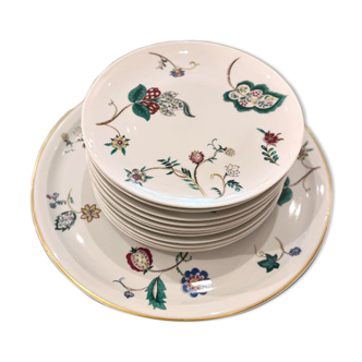 Dessert service Bernardaud, 1 course and 12 plates, Limoges porcelain