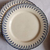 3 old flat plates, Gien, Vezelay blue décor