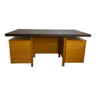 Habitat solid oak desk with leather top