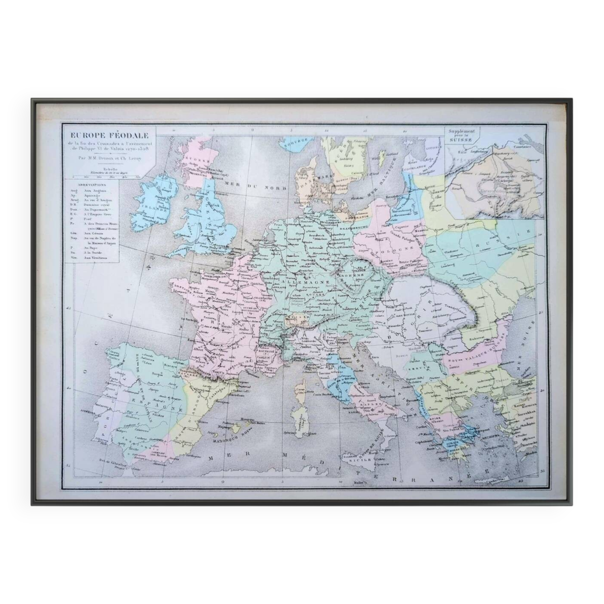 Feudal Europe, original map printed in 1879.