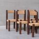Ensemble de six chaises de salle à manger françaises Chunky Rush du milieu du siècle