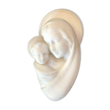 Virgin and Child bas relief in alabaster on black marble Inactive Photos