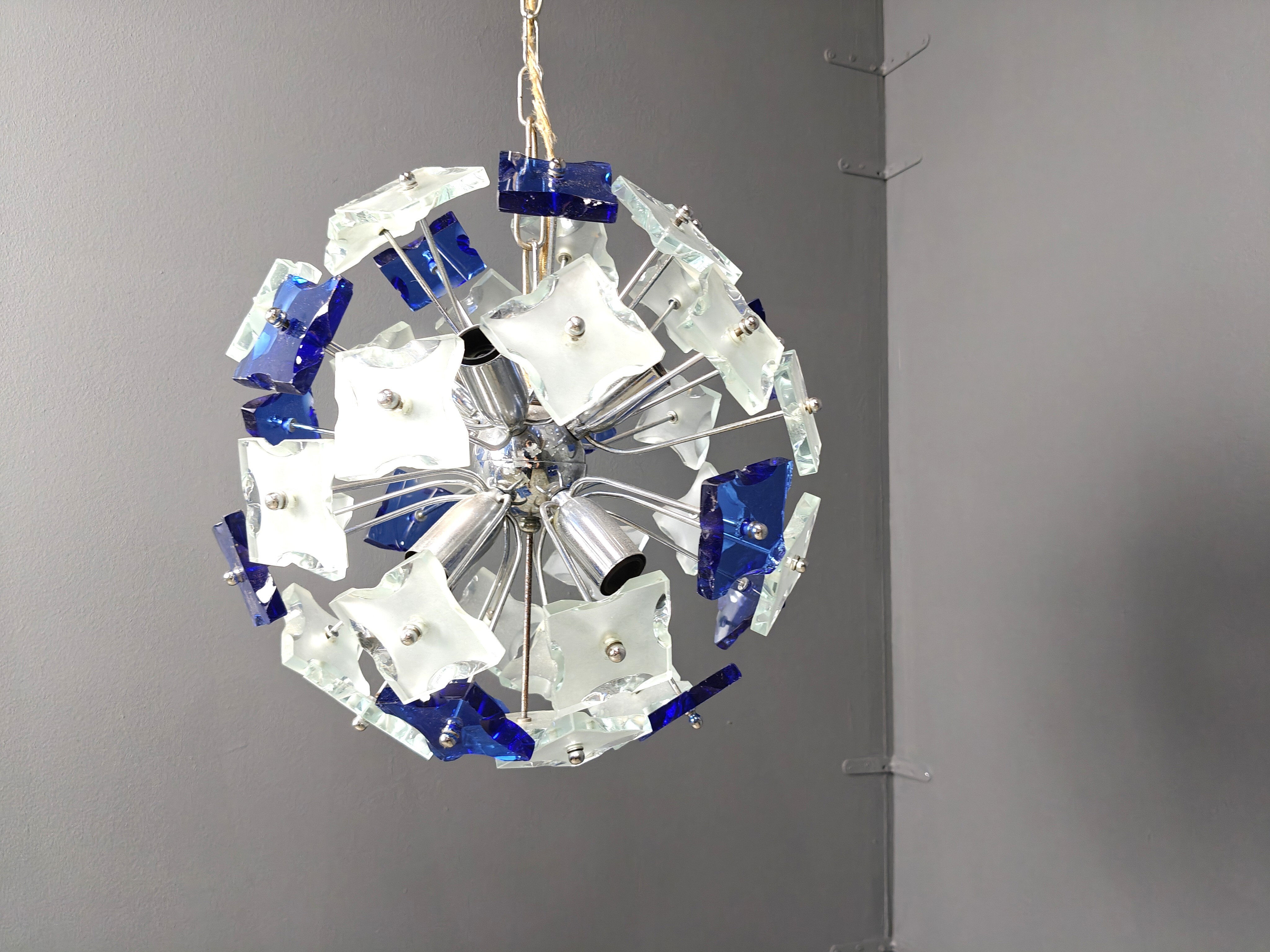 Hammered glass chandelier, 1970s